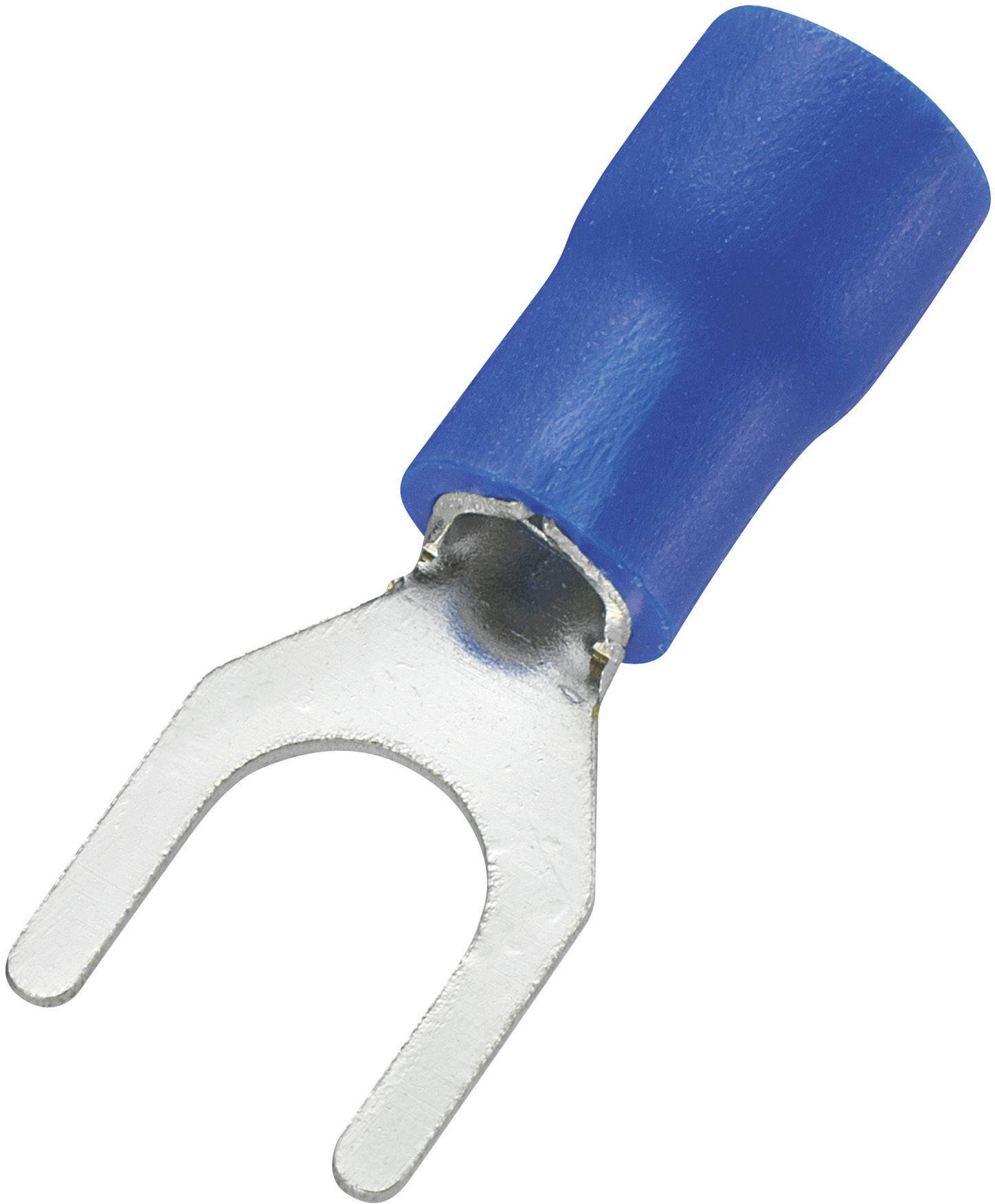 Cosse à fourche TRU COMPONENTS SV2-5S 745325 Ø du trou: 5.3 mm 1.50 mm² 2.50 mm² M5 partiellement isolé bleu 100 pc(s)