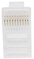 Fiche modulaire mâle pour câble rond BEL Stewart Connectors 1400-1000-06 RJ48 mâle, droit Pôle: 10P10C transparent