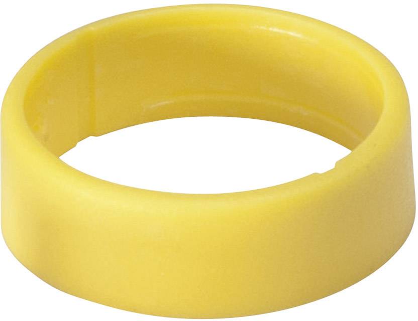 Anneau en plastique jaune en gros plan, design simple, pouvant être utilisé comme fermeture ou joint.