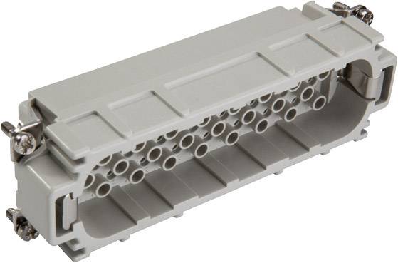 Un connecteur industriel rectangulaire gris à 24 pôles avec des vis de raccordement métalliques à chaque extrémité.
