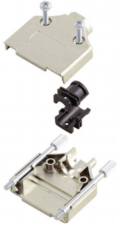 Ferrures métalliques avec vis et clip en plastique, présentées dans un état de démontage.