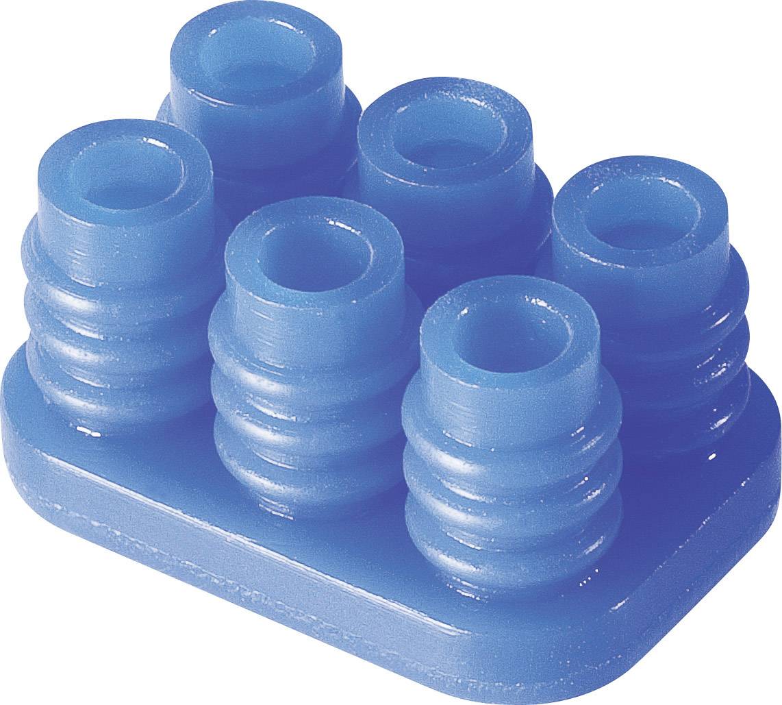Un embout en caoutchouc bleu avec six protubérances circulaires striées, utilisé pour le massage ou la transmission de vibrations sur les surfaces cutanées.
