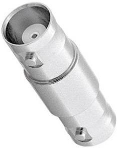 Adaptateur cylindrique métallique, probablement un connecteur, doté d'ouvertures circulaires à chacune de ses extrémités. Utilisé pour des connexions techniques.