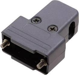 Fiche électrique noire à deux vis en haut, de forme rectangulaire.