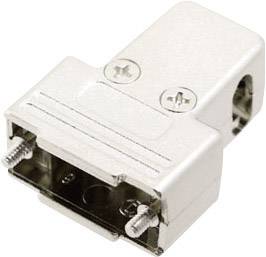 Boîtier de connecteur métallique avec verrous à vis, adapté pour la connexion sécurisée de câbles ou d'appareils dans des applications électroniques.