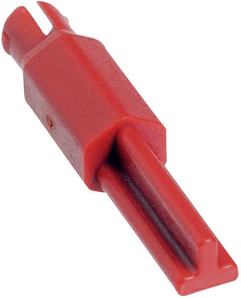 Clip de pince rouge, isolé, pour une connexion sécurisée lors de tests électriques.