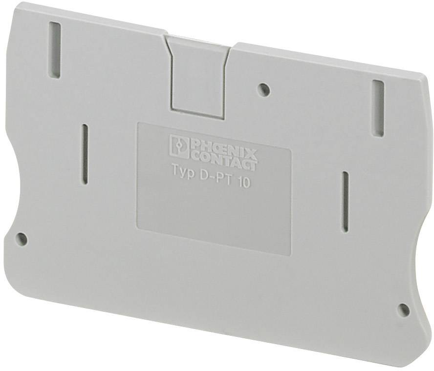Couvercle en plastique gris-blanc portant l'inscription « PHOENIX CONTACT Type D-PT 10 ».