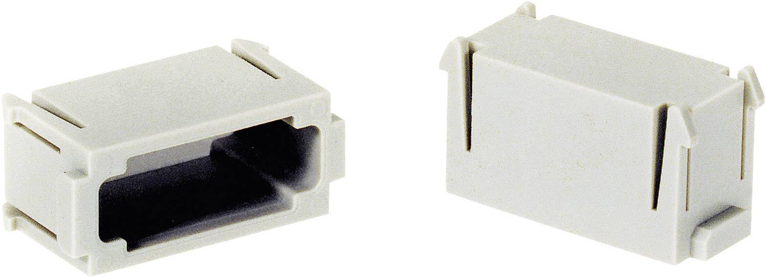 Deux boîtiers en plastique gris, l'un ouvert et l'autre fermé, pour connexions électroniques.