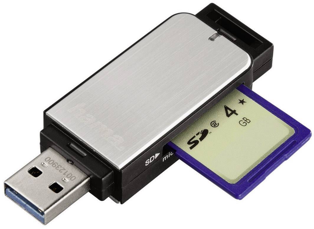 Lecteur de carte mémoire externe Hama 123900 USB 3.1 (Gen 1) argent