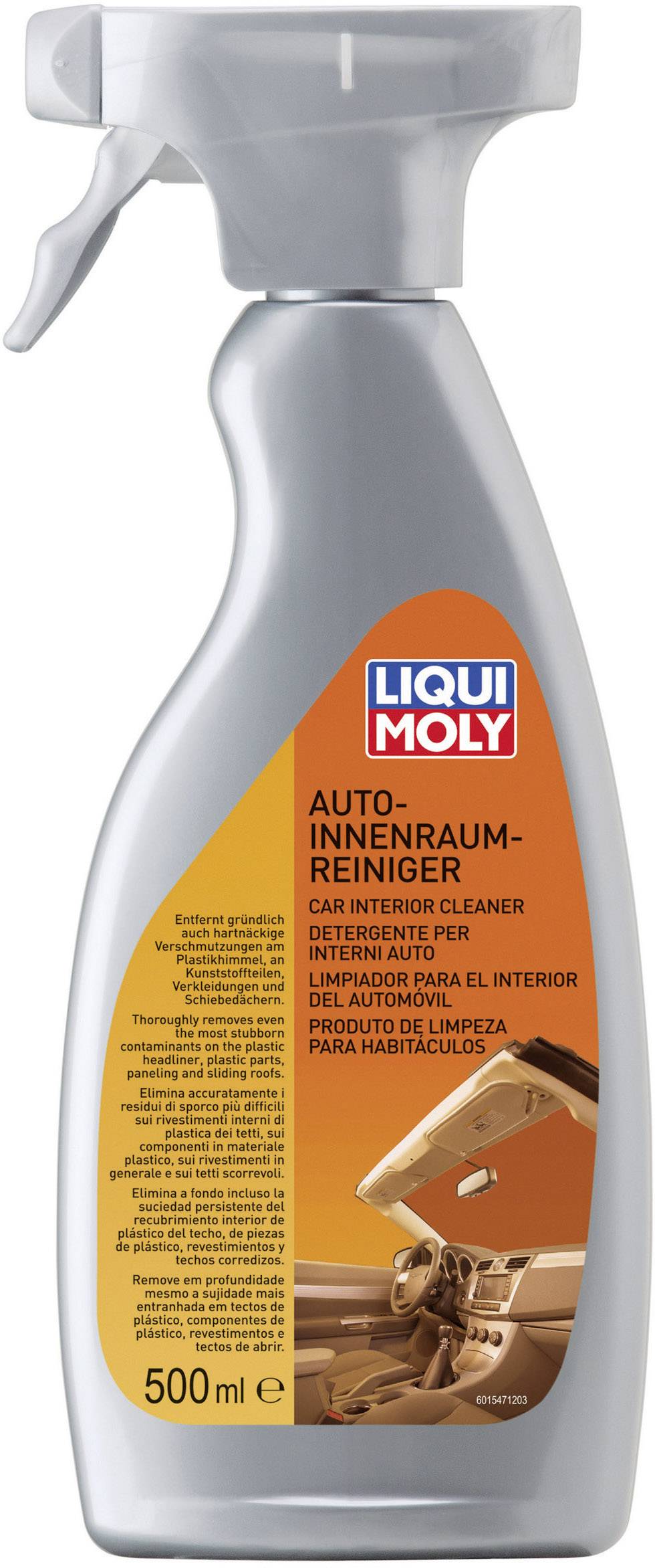 Spray de 500 ml de 'Nettoyant Intérieur de Voiture' de Liqui Moly. Pour le nettoyage et l'entretien des intérieurs de véhicules.