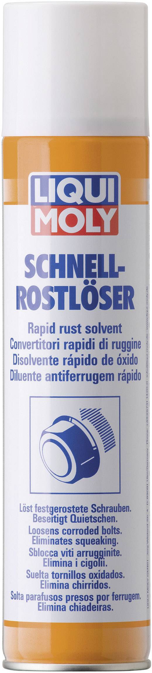 Bombe aérosol portant l'inscription « LIQUI MOLY DÉGRIPPANT RAPIDE ». Convient pour desserrer les vis bloquées et les connexions rouillées.