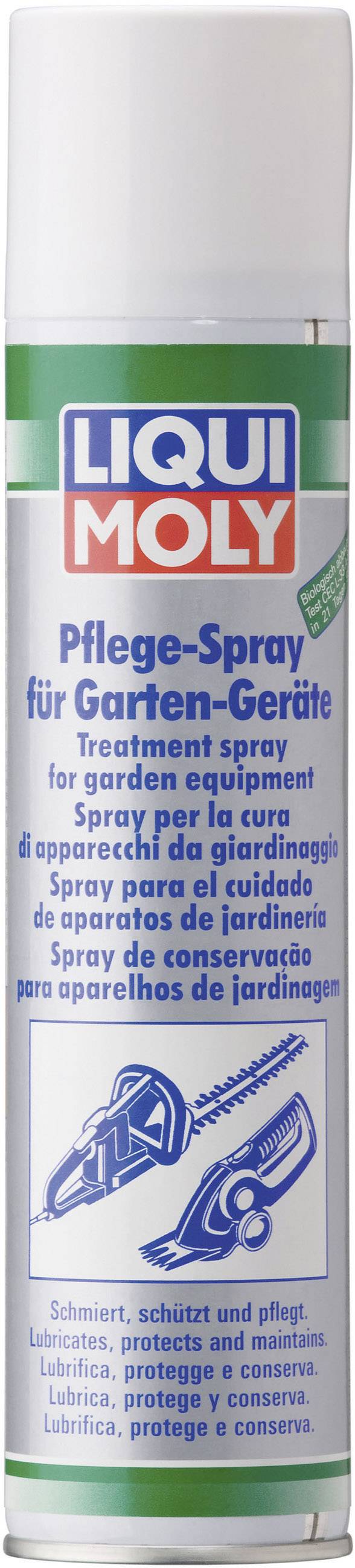 Voici la traduction en français :<br><br>« Liqui Moly Spray d'entretien pour outils de jardin »