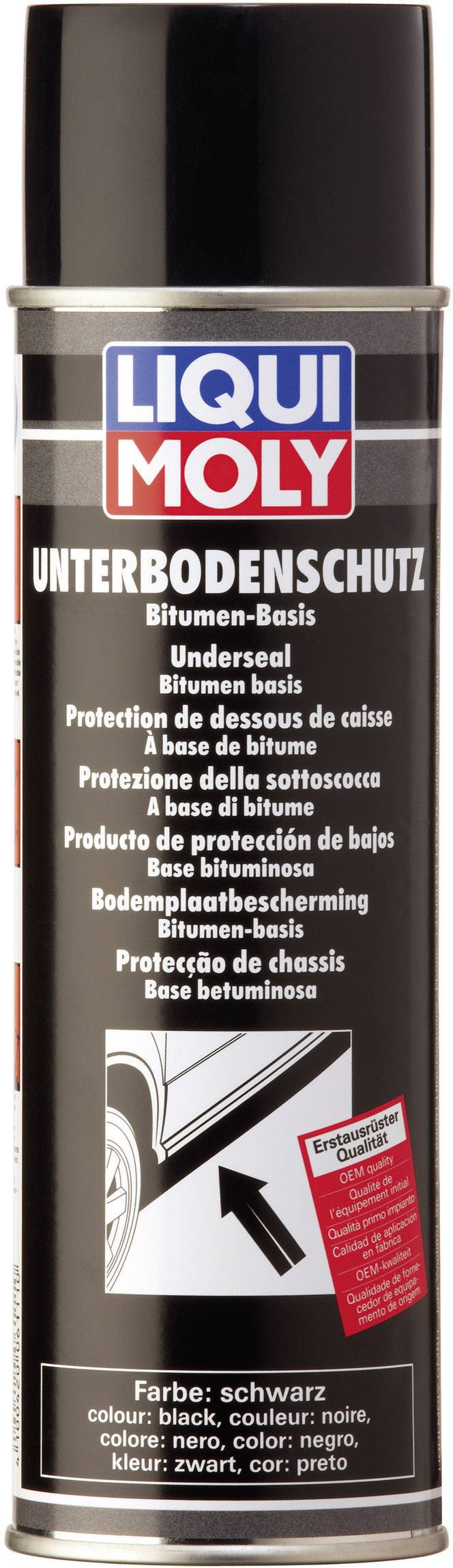 'Bombe de spray de protection du soubassement à base de bitume de Liqui Moly, pour l'entretien automobile. Couleur : noir.'