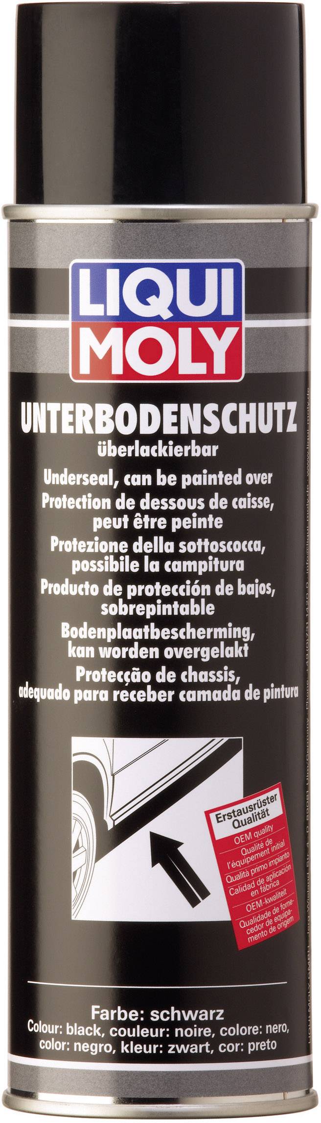 Bombe de LIQUI MOLY de protection de soubassement, recouvrable, couleur noire. Idéal pour la protection et la peinture des dessous de véhicules.