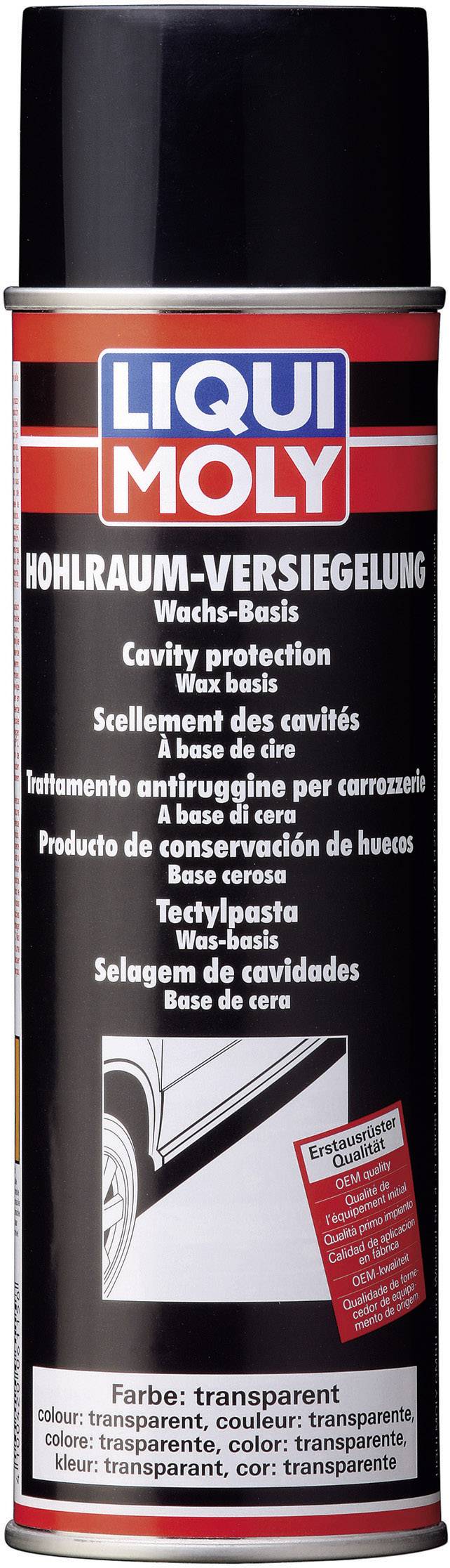 'LIQUI MOLY Scellement des Cavités' en spray, à base de cire, pour la protection et le scellement des cavités de voiture. Couleur : transparent.