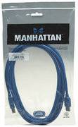 Manhattan Câble USB USB 3.2 Gen1 (USB 3.0) USB-A mâle, USB-B mâle 3.00 m bleu contacts dorés, certifié UL 322454-CG