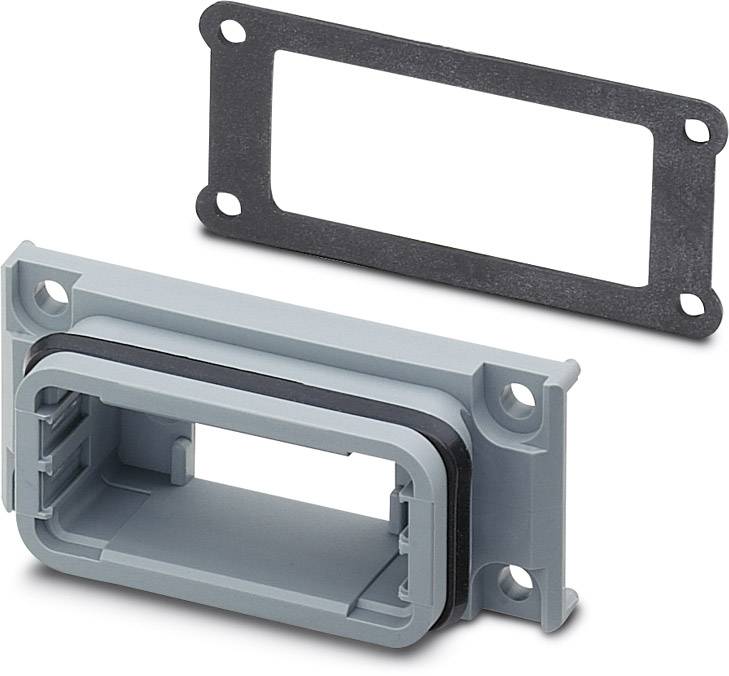 Boîtier de connecteur rectangulaire avec joint d'étanchéité, adapté aux applications industrielles pour la protection contre l'humidité.