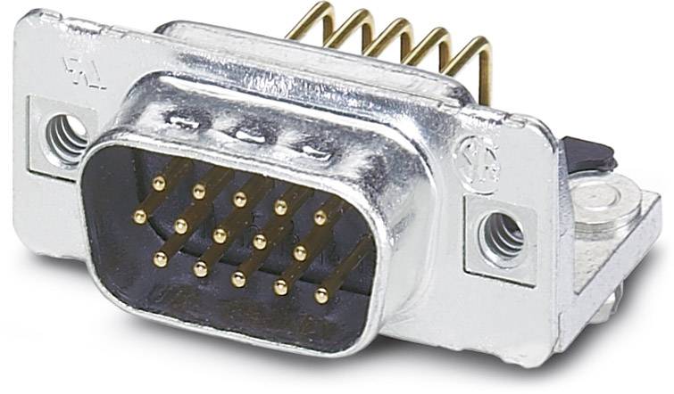 Gros plan d'un connecteur D-Sub avec boîtier métallique et broches. Généralement utilisé pour la transmission de données dans les équipements informatiques.