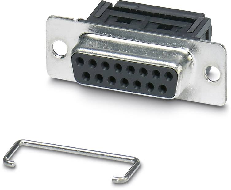 Voici une prise VGA avec une bride de fixation métallique en dessous.