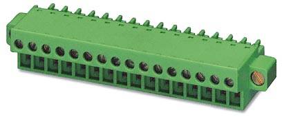 Un connecteur vert avec 24 broches, adapté aux composants électroniques.