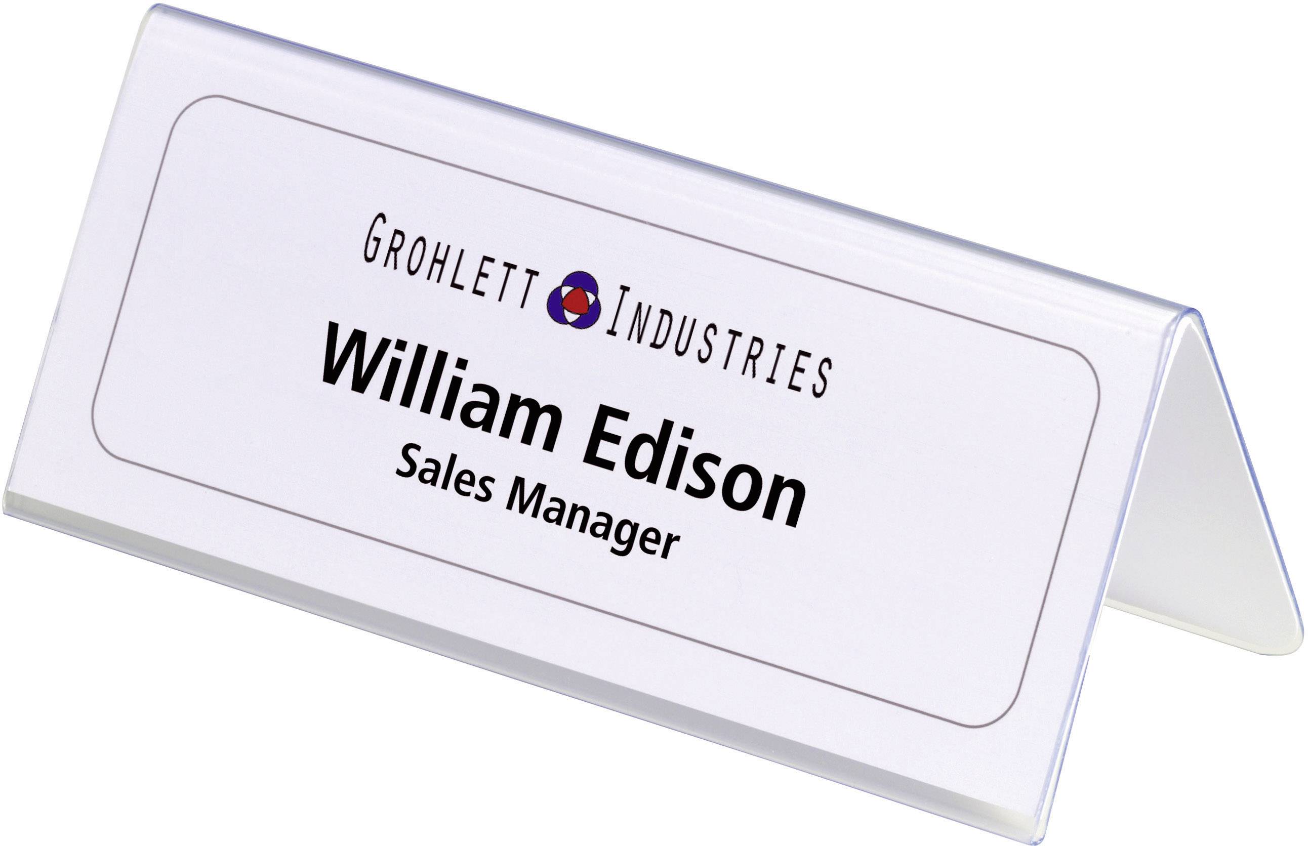 Plaque nominative : « Grohlett Industries », « William Edison », « Directeur commercial ».