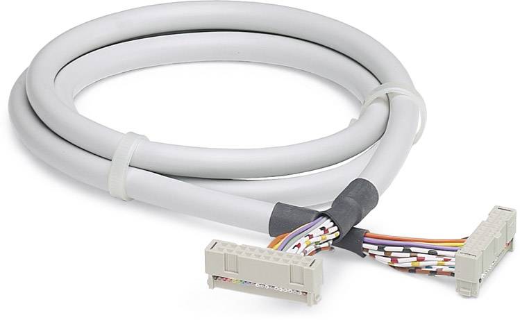 Câble de données gris avec plusieurs fils de couleurs et des connecteurs aux deux extrémités. Adapté pour les connexions électroniques.