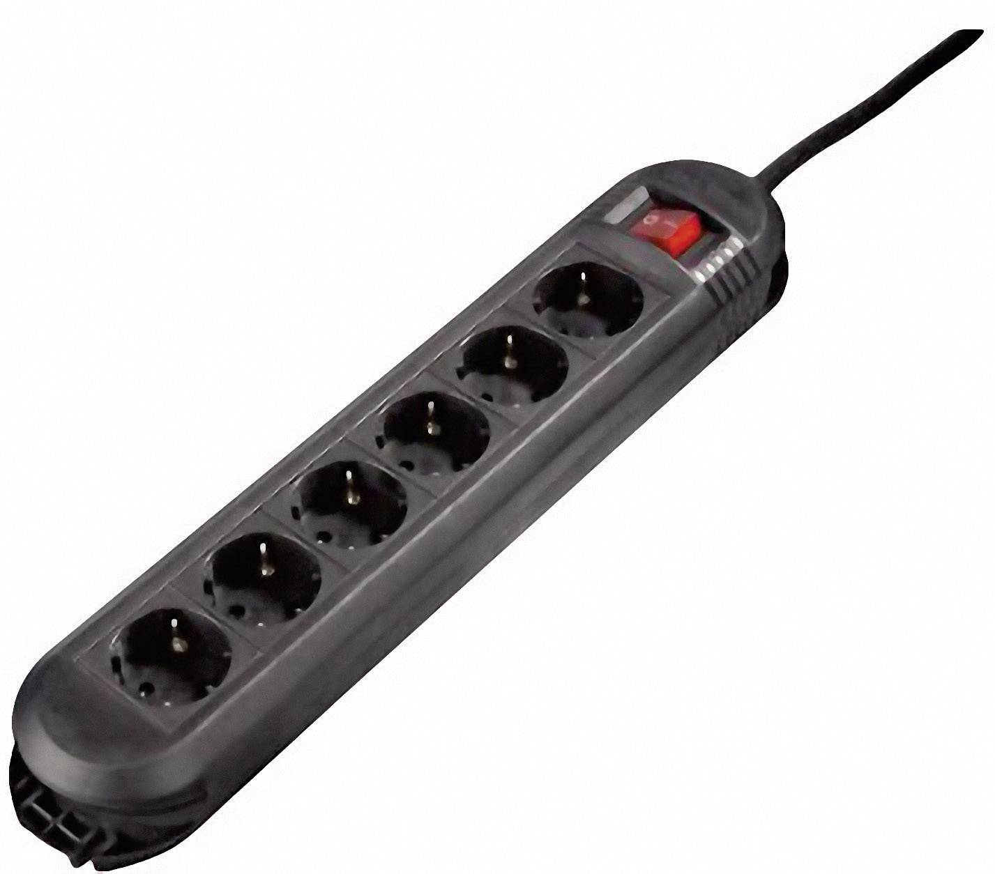 Bloc multiprise avec interrupteur Hama 00108889 x6 noir contact de protection 1 pc(s)