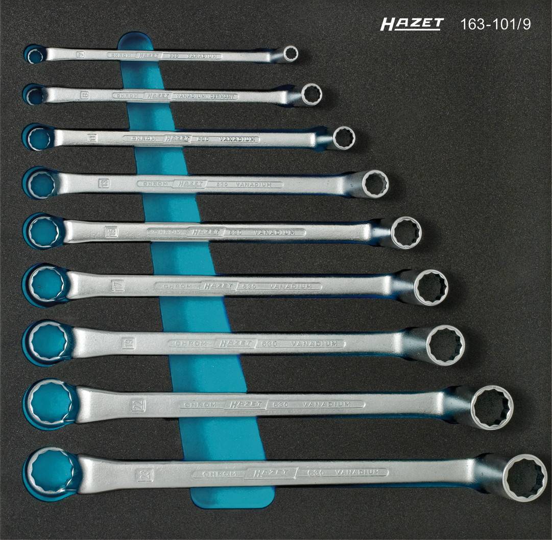 Hazet 163-101/9 Jeu de clés à œil doubles 9 pièces 6 - 23 mm DIN 838, DIN ISO 10104