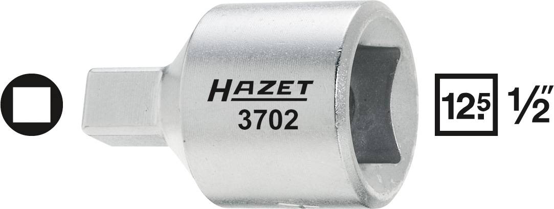 Adaptateur de clé à douille en métal avec marquage 'HAZET 3702', adapté pour un carré d'entraînement de 1/2 pouce et une clé à douille de 12,5 mm.