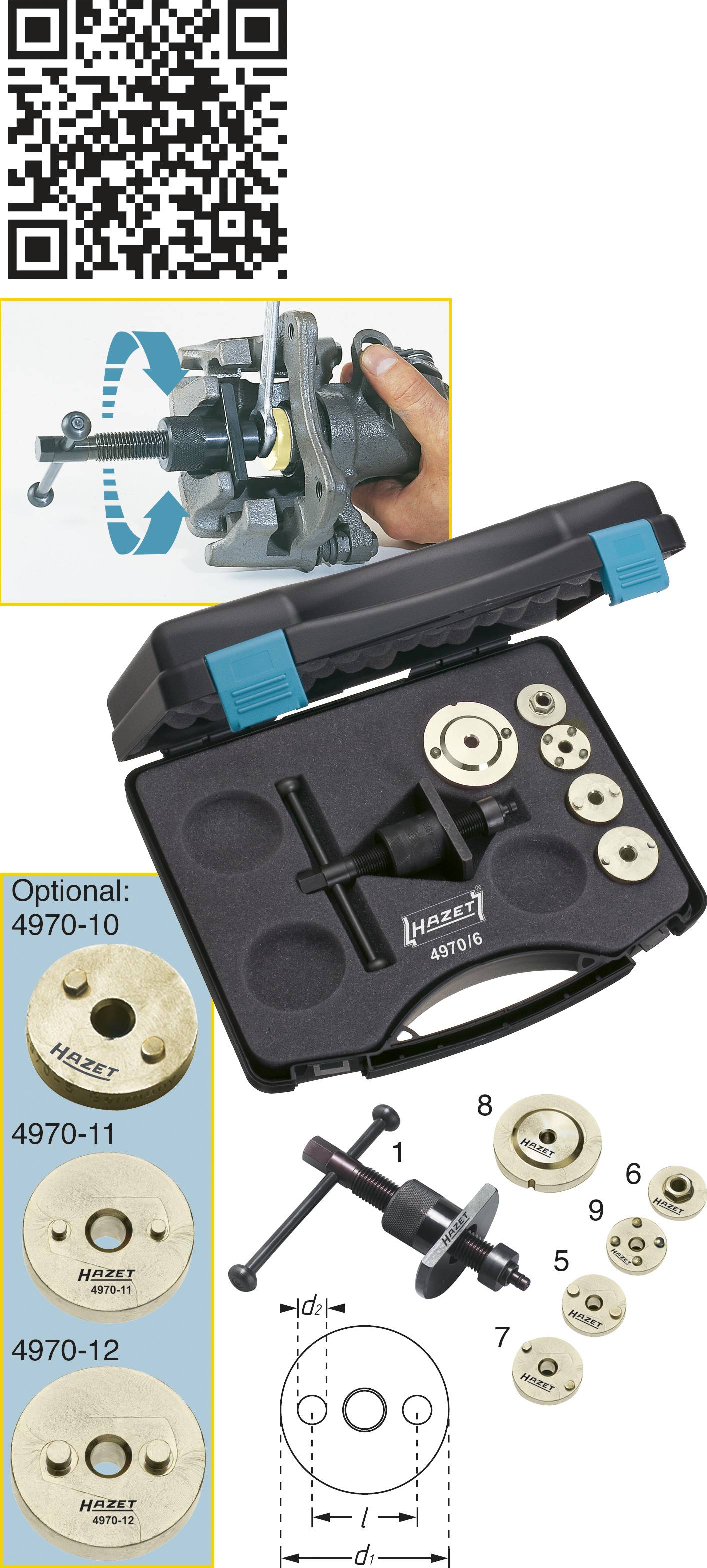 Set d'outils pour pistons de freins Hazet 4970/6