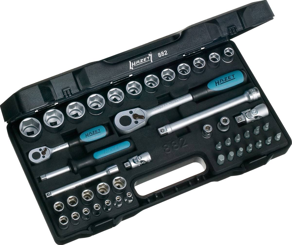 Hazet Jeu de clés à douille métrique 1/4" (6.3 mm), 3/8" (10 mm) 46 pièces 882