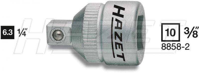 Adaptateur Hazet portant l'inscription 'Hazet', de 6,3 mm (1/4 pouce) à 10 mm (3/8 pouce). Numéro de modèle : 8858-2.