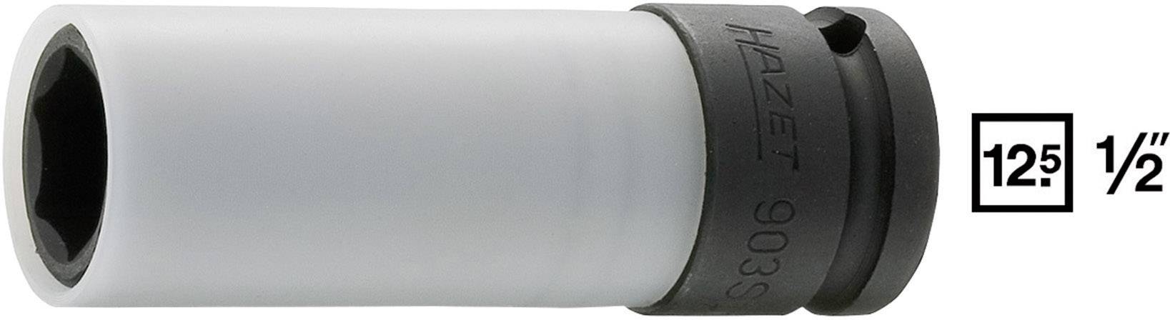 Image d'une clé à cliquet avec un corps gris et un anneau noir, marquée 'HAZET 903S'. Taille de 12,5 mm ou 1/2 pouce.