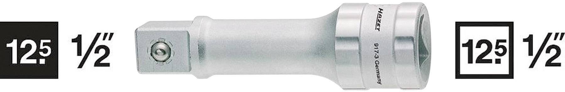 Rallonge de clé à cliquet en argent avec ouverture carrée et matériau rond. Marquage '12,5' et '1/2' dans des boîtes noires.