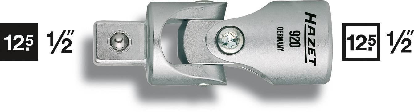 Adaptateur Hazet, modèle 920, en métal. Convertit un entraînement de 12,5 mm (1/2 pouce) en carré de 12,5 mm (1/2 pouce).