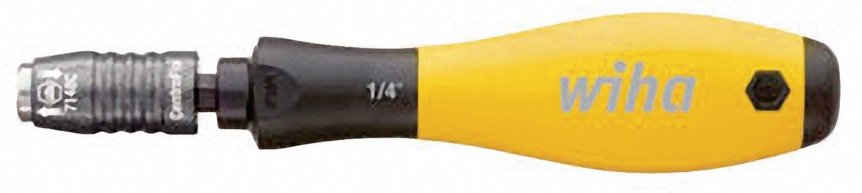 Un tournevis Wiha à manche jaune et noir. La pointe est interchangeable et convient aux travaux de précision.
