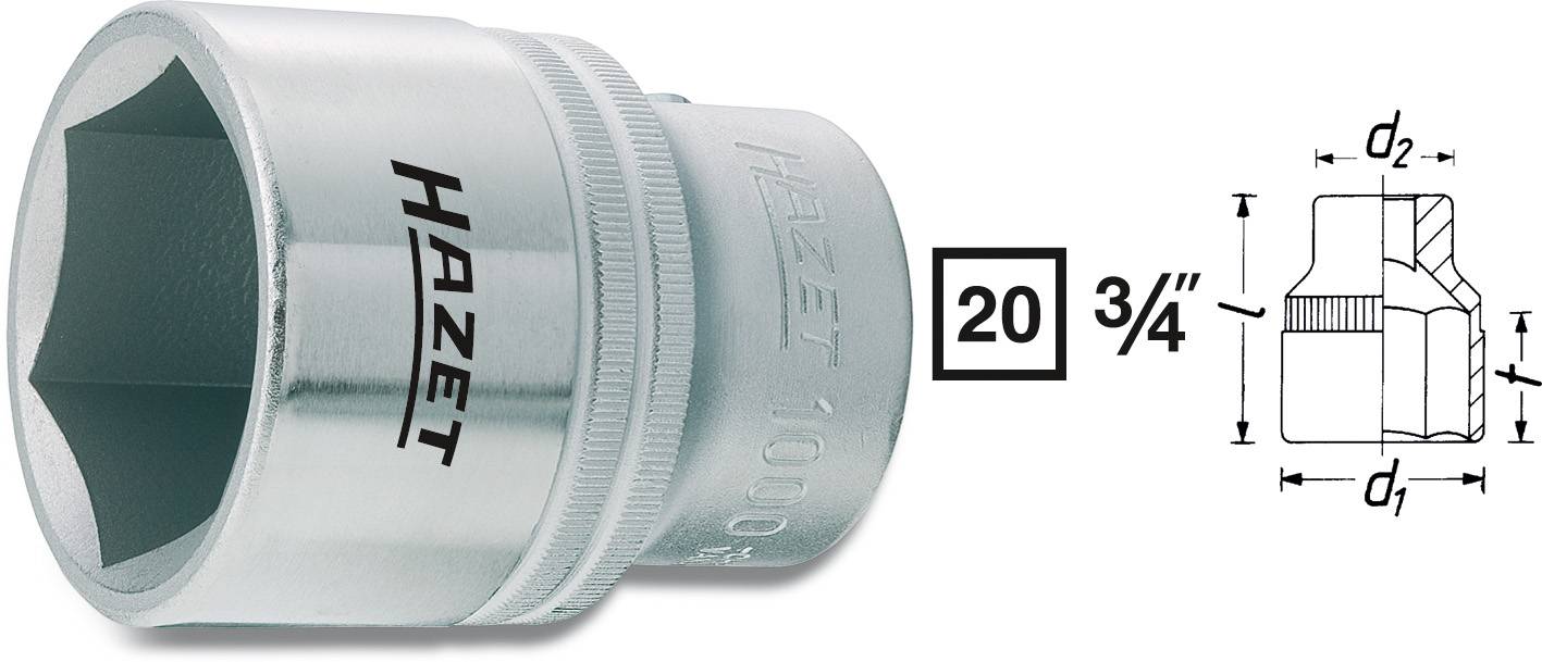 Douille 6 pans extérieurs 50 mm Longueur: 67 mm Hazet 1000-50 Propulseur: 3/4" (20 mm) 1 pc(s)