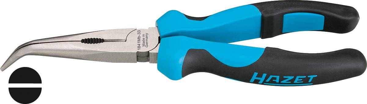 Hazet 1841MB-33 pour l'atelier Pince plate à becs ronds coudée à 45° Acier spécial 200 mm