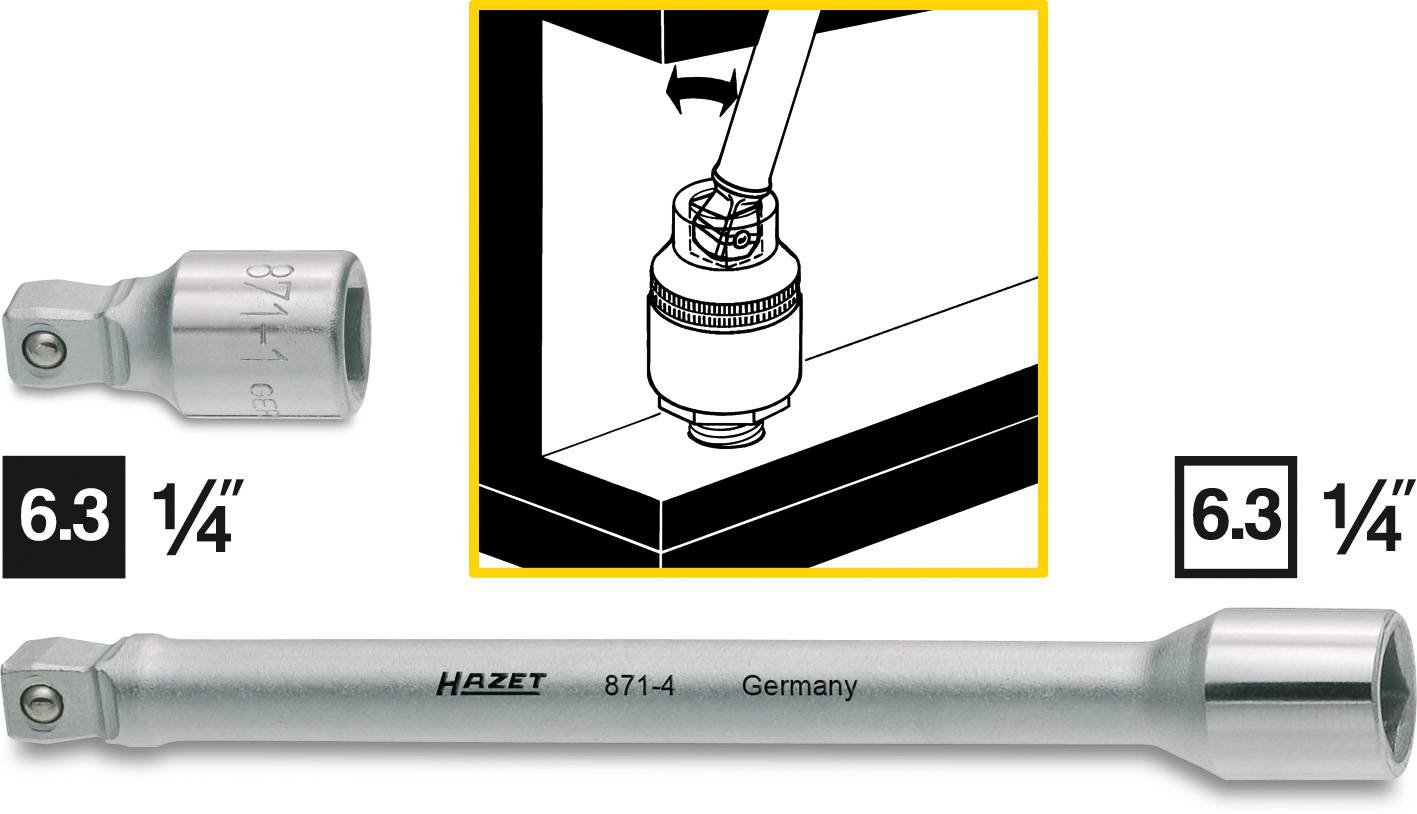 Adaptateur long de Hazet, modèle 871-4, avec un carré de 6,3 mm (1/4