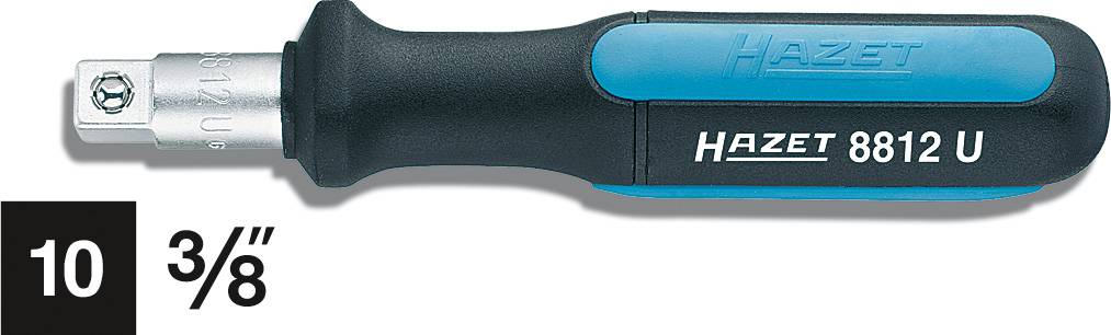Porte-noix à poignée ergonomique, marque 'Hazet 8812 U', taille 10, 3/8 pouce, en noir et bleu.