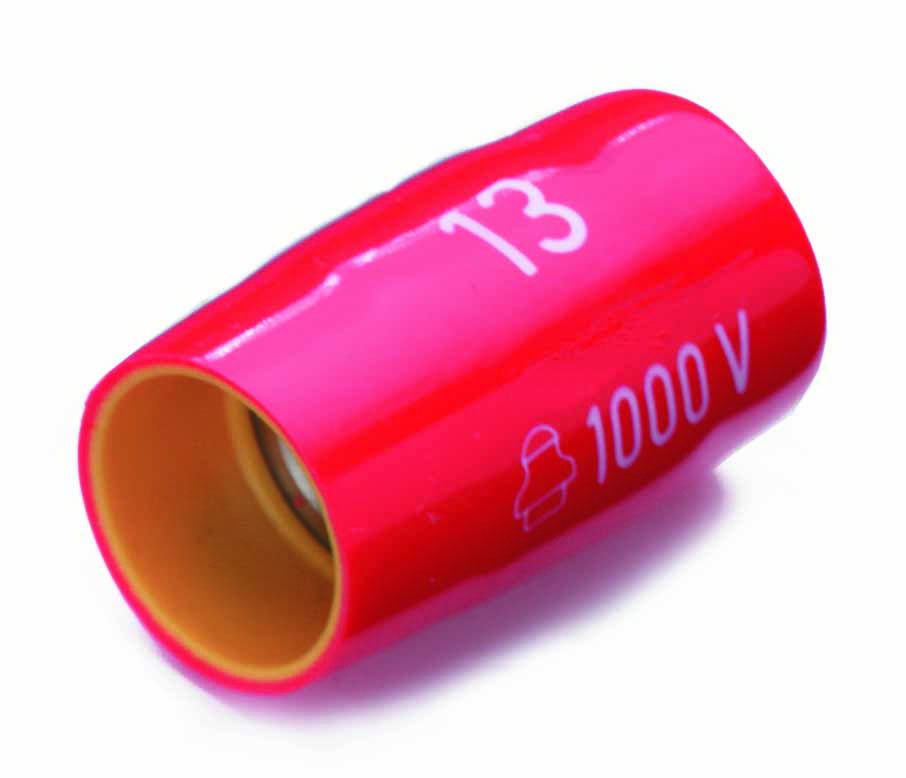 Une capuchon isolant rouge portant les inscriptions '13' et '1000 V', destiné à protéger les connexions électriques contre les tensions élevées.