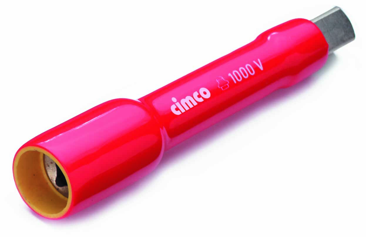Tournevis rouge de Cimco, isolé pour 1000 V. Adapté aux travaux sur installations électriques.