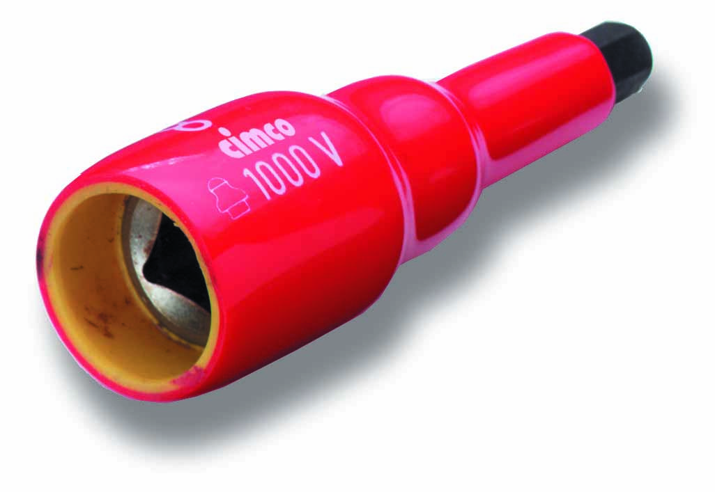 Un testeur de tension rouge portant l'inscription '1000 V', adapté pour les vérifications de tension et la protection électrique lors de travaux sur des installations électriques.