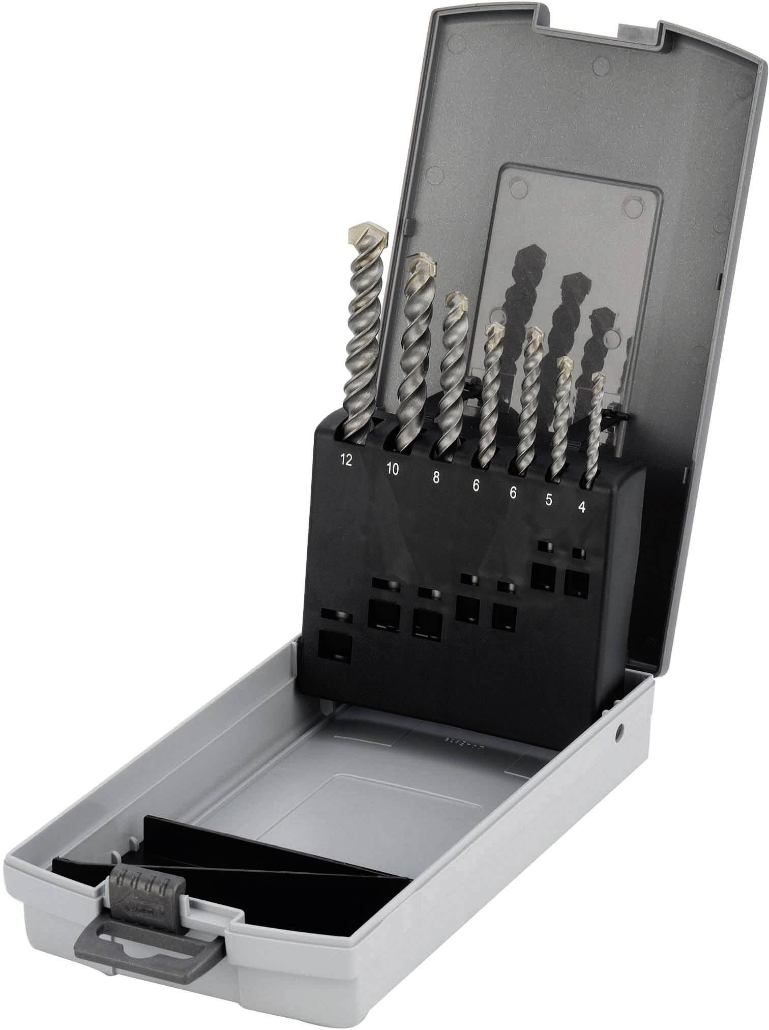 Cimco 201380 carbure de tungstène Jeu de forets pour marteau-perforateur 7 pièces 4 mm, 5 mm, 6 mm, 6 mm, 8 mm, 10 mm, 12 mm tige