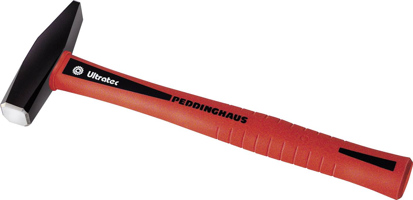 Un marteau rouge portant l'inscription 'Peddinghaus' sur le manche et 'Ultratec' sur la tête. Le marteau a un côté avant noir.