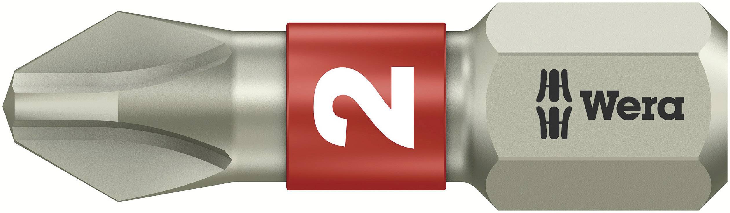 Embout Wera avec anneau rouge et inscription '2', utilisé pour tournevis, adapté aux vis à tête cruciforme.