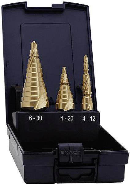 Jeu de forets étagés HSS Exact 07014 4 - 12 mm, 4 - 20 mm, 6 - 30 mm TiN 1 set - 3 pièces