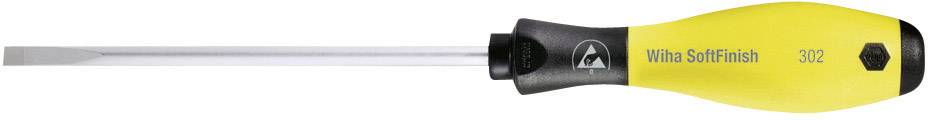 Tournevis jaune avec manche noir, lame plate et l'inscription 'Wiha SoftFinish 302'.