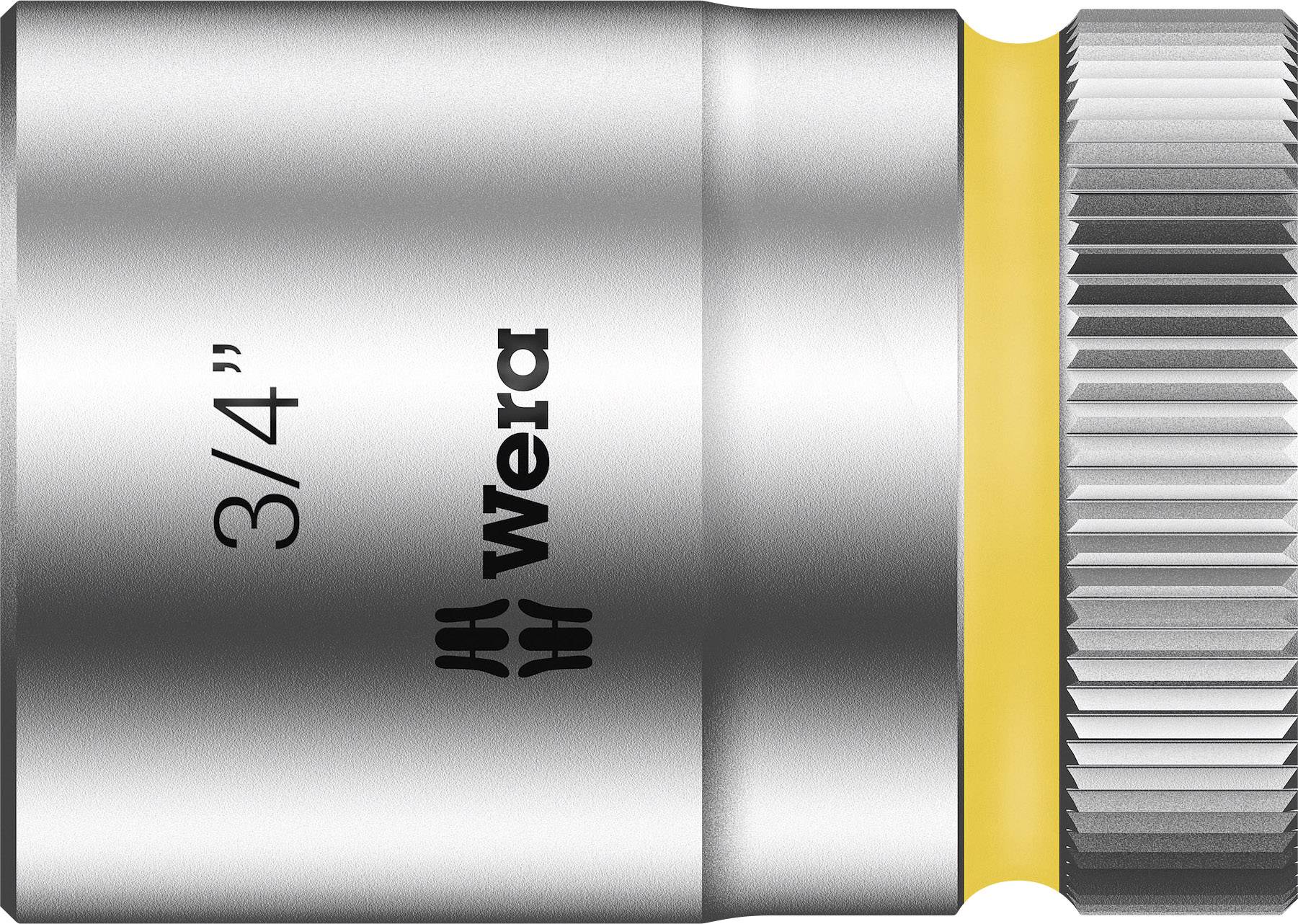 Écrou à oreilles de Wera, taille 3/4 pouce, en métal avec anneau jaune.