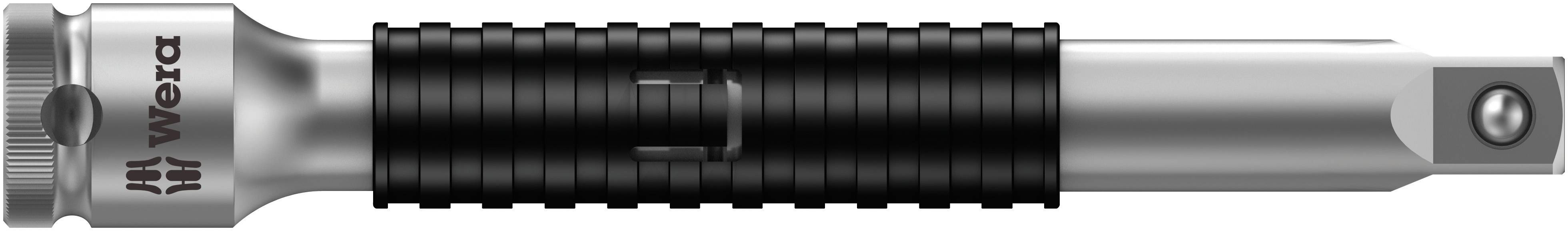 Porte-embouts Wera 8784 en acier inoxydable avec poignée striée pour une meilleure prise en main ; compatible avec des embouts 1/4 de pouce.
